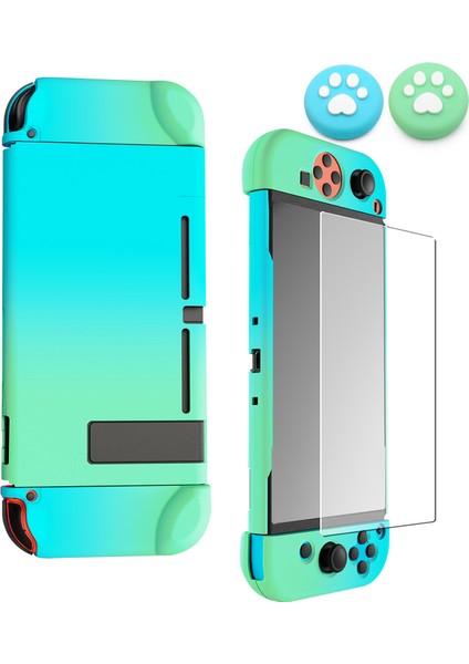 Nintendo Switch Için Koruyucu Kılıf Kapağı Nintendo Switch Konsolu ve 2 Thumbstick'li Joy-Con Kontrol Cihazları Için Sert Kılıf El Tutma Yeri ve Temperli Cam Ekran Koruyucu (Yurt Dışından)