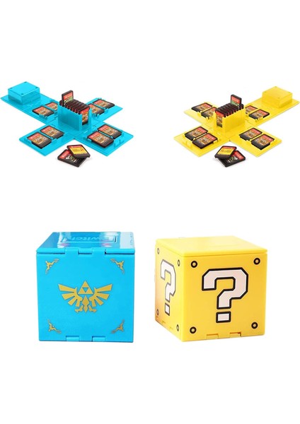 Nintendo Switch Için Oyun Kartı Kılıfı Genişletilebilir Deforme Edilebilir Anahtar Oyun Kartı Tutucu Küp Oyun Kartı Saklama Kutusu 16 Kart Yuvası Büyük Kapasiteli (Sarı Mavi 2 Adet) (Yurt Dışından)