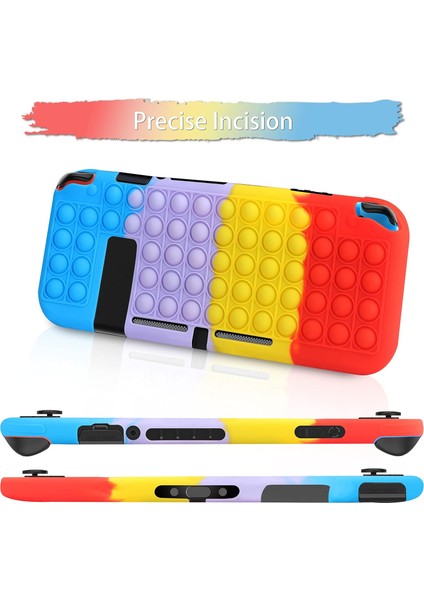 Switch Case Için Fidget Pop Bubble Case Renkli Yumuşak Silikon Koruyucu Kapak Çizilmez Nintendo Switch 6.2-Sarı Pembe Mavi Mor ile Uyumlu (Yurt Dışından)