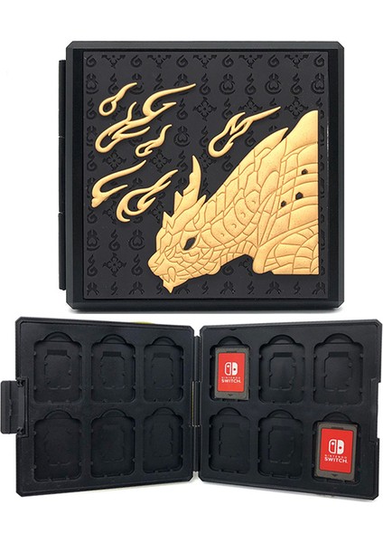 Switch Oyunları ve Mikro Sd Kartlar Için Switch Oyun Çantası 12 Yuvalı Yumuşak Kauçuk Astar 3D Desenli Sert Kabuk Switch Oyun Kartlarını Saklamak Için Ince ve Taşınabilir Kutu (Yurt Dışından)
