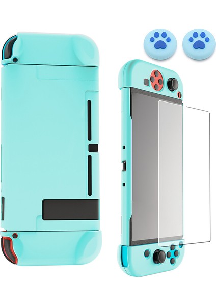Nintendo Switch Için Koruyucu Kılıf Kapağı Nintendo Switch Konsolu ve 2 Thumbstick'li Joy-Con Kontrol Cihazları Için Sert Kılıf El Tutma Yeri ve Temperli Cam Ekran Koruyucu (Yurt Dışından)
