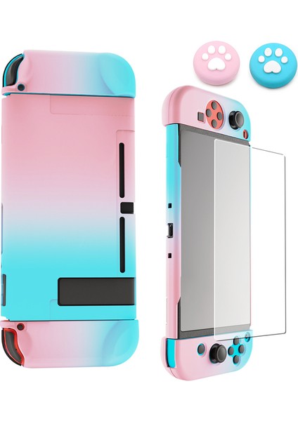 Nintendo Switch Için Koruyucu Kılıf Kapağı Nintendo Switch Konsolu ve 2 Thumbstick'li Joy-Con Kontrol Cihazları Için Sert Kılıf El Tutma Yeri ve Temperli Cam Ekran Koruyucu (Yurt Dışından)