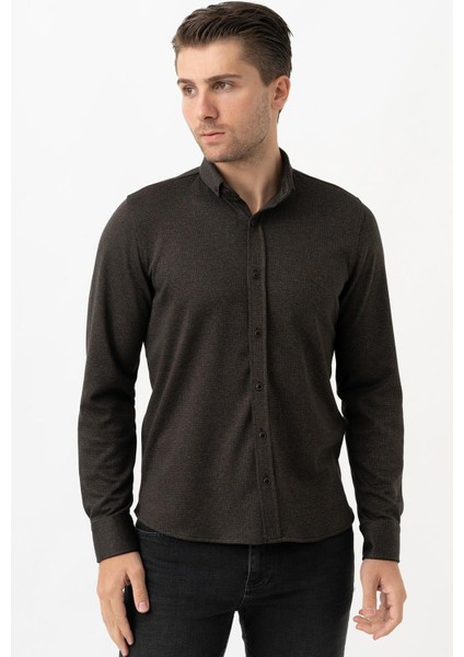 Busto Arsizio G3009 Slim Fit Gömlek Laci Vizon