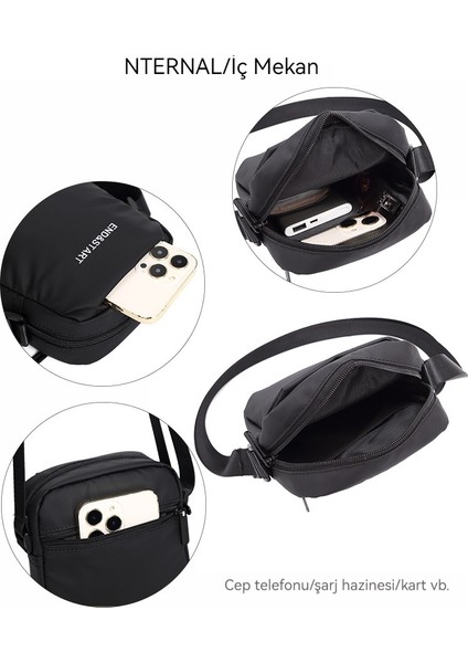 Erkekler Için Su Geçirmez Crossbody Çanta-Omuz Çantası-Cep Telefonu Çantası (Yurt Dışından)