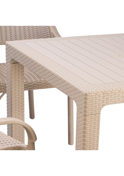 Camsız 90X150CM Bahçe Balkon Masası Rattan Desenli Outdoor Serisi
