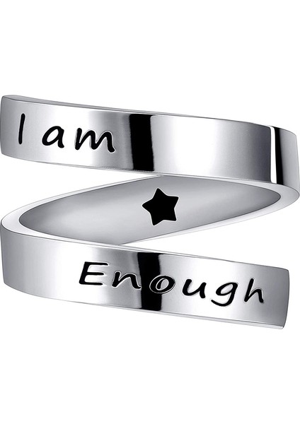 Modaya Uygun Çift Yüzük Gümüş-Ben Yeterim (Yurt Dışından)