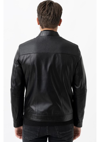 Treviso 5001 Işlemeli Slim Fit Deri Mont Siyah indirimleri