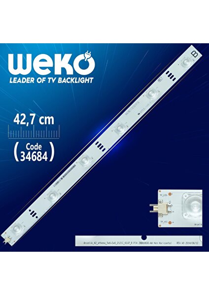 ARCELİK_42_ATHENA_5X6+5X6_2121C_6S1P_R P74 ZBB60600-AA Non Horizontal Rev.v0 42,7 cm 6 Ledli (Wk-20)