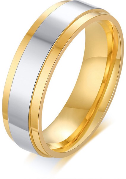Moda Çift Yüzük Altın Erkek Stili (6mm) (Yurt Dışından)