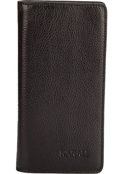Karali Deri Deri Unisex Portföy Cüzdanı Siyah BC158-01
