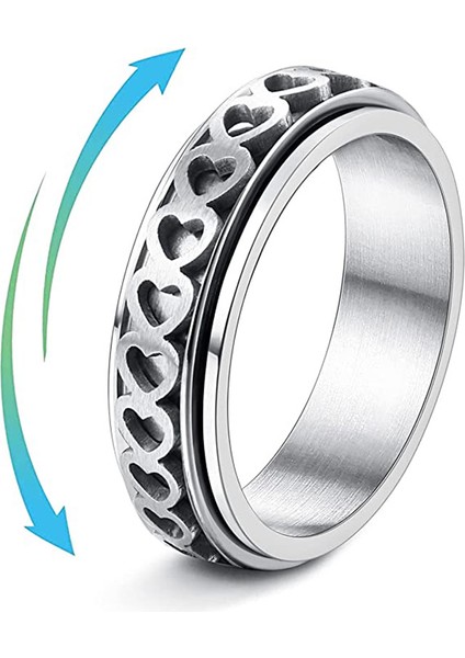 Moda Çift Yüzük Gümüş-Dikey Kalp Şekli Dönen Yüzük (Yurt Dışından)