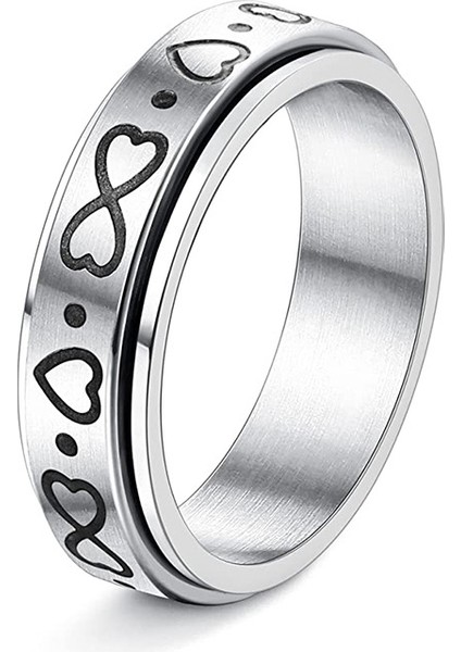 Moda Çift Yüzük Gümüş Siyah-Kalp Şekli Dönen Yüzük (Yurt Dışından)