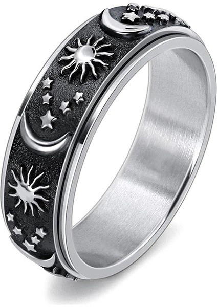 Moda Çift Yüzüğü Gümüş ve Siyah (8mm) (Yurt Dışından)