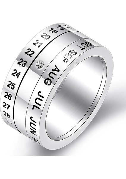 Moda Çift Yüzük Gümüş-Takvim Dönebilen Yüzük (Yurt Dışından)