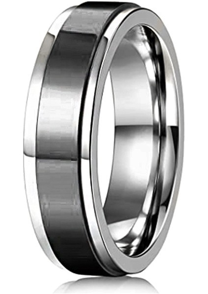 Moda Çift Yüzük Siyah-Döner Yüzük (6mm) (Yurt Dışından)