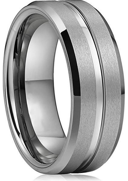 Gümüş Taban-Gümüş Oluklu Şık Çift Yüzükler (Yurt Dışından)