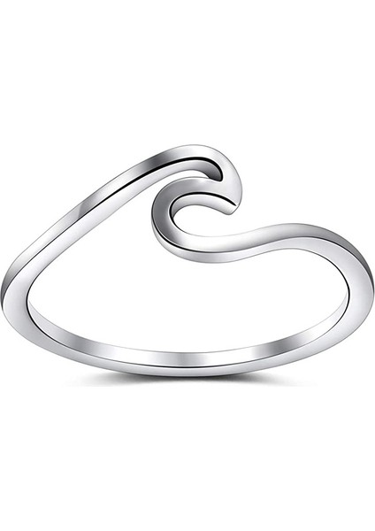 Moda Çift Yüzük Gümüş-Dalga (Yurt Dışından)
