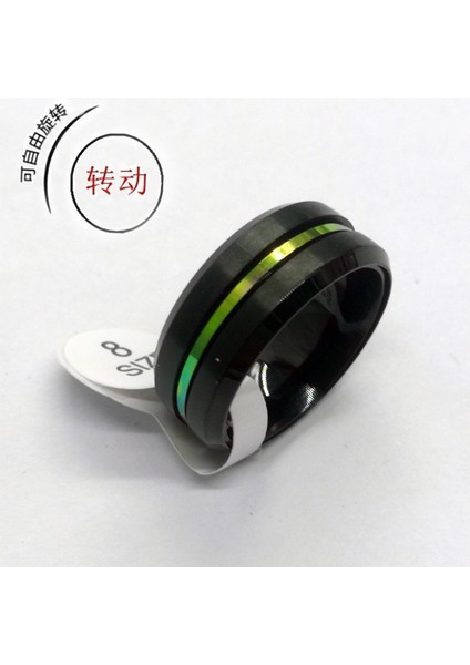 Moda Çift Yüzük Siyah Alt Renkli Oluklu-Döndürülebilir (Yurt Dışından)