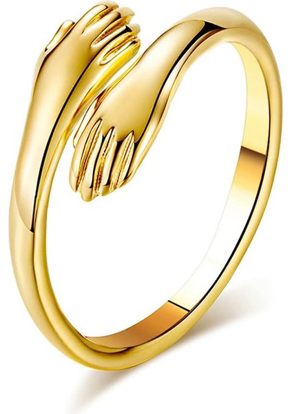 Şık Çift Yüzük Altın-Aşk Kucaklama (Yurt Dışından)