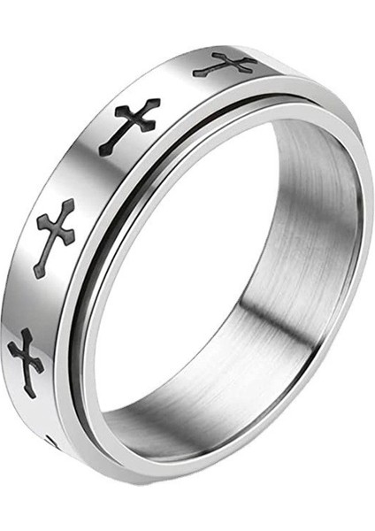 Moda Çift Yüzük Gümüş-Haç (6mm) (Yurt Dışından)