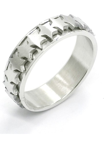 Moda Çift Yüzük Gümüş Yıldızlı Dönen Yüzük (Yurt Dışından)