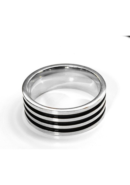 Moda Çift Yüzük Gümüş-Üç Yuvalı Yağ Damlası (8mm) (Yurt Dışından)