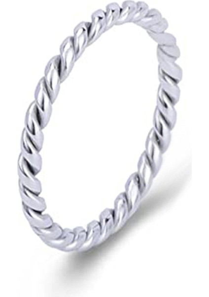 Modaya Uygun Çift Yüzük Gümüş Büküm (1.5mm) (Yurt Dışından)