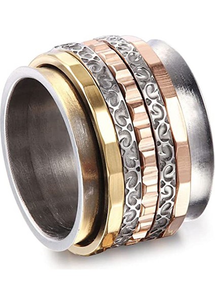 Modaya Uygun Çift Yüzük Gümüş-Çok Katmanlı Rotasyon (Yurt Dışından)