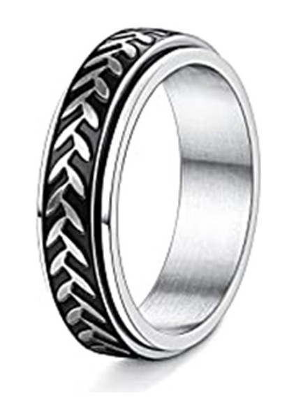 Moda Çift Yüzük Gümüş Siyah Yapraklı (6mm) (Yurt Dışından)