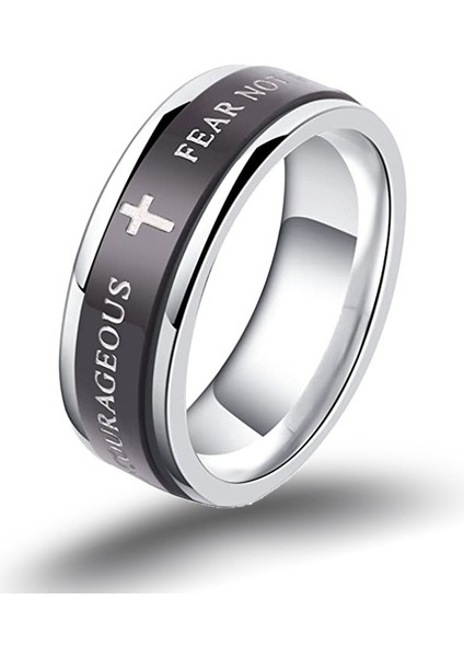 Moda Çift Yüzük Gümüş + Siyah Çapraz Dönen Yüzük (Yurt Dışından)