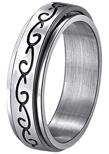 Moda Çift Yüzük Gümüş-Ruyi Desen 2 (6mm) (Yurt Dışından)