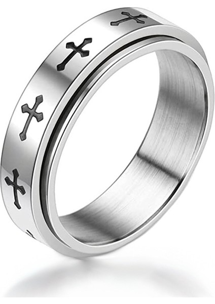 Moda Çift Yüzük Gümüş-Haç Döner Yüzük (Yurt Dışından)