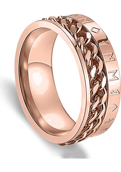 Moda Çift Yüzük Rose Gold-Ters Viking Zincir Yüzük (Yurt Dışından)