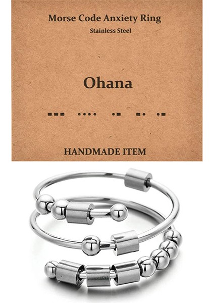 Şık Çift Yüzük Gümüş - (Ohana) + Kart (Yurt Dışından)