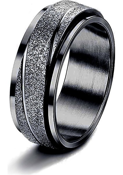 Moda Çift Yüzüğü Siyah - Buzlu Çizgili (Yurt Dışından)