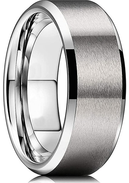 Moda Çift Yüzük Gümüş-Mat Fırçalı (8mm) (Yurt Dışından)