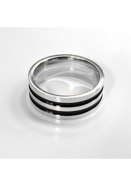 Moda Çift Yüzük Gümüş-Çift Oluklu Yağ Damlası (8mm) (Yurt Dışından)