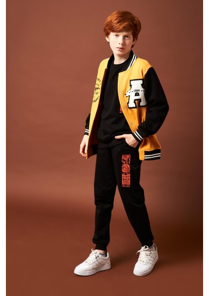 001 Baskı Detaylı Erkek Çocuk Kolej Ceket Hardal modelleri