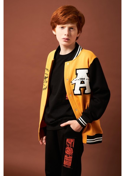 001 Baskı Detaylı Erkek Çocuk Kolej Ceket Hardal indirimleri