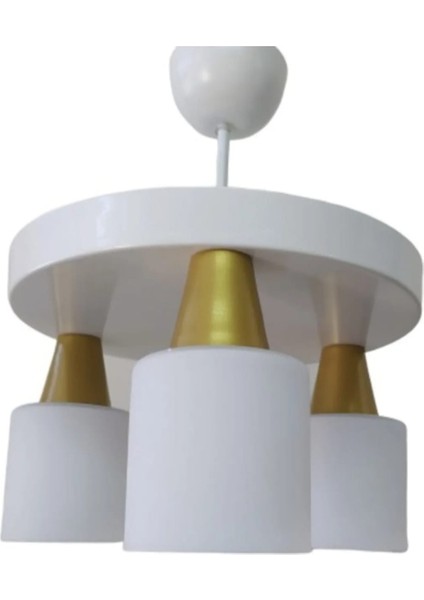 Modern Spor Beyaz Opal Camlı Üçlü Sarkıt Avize 30CM