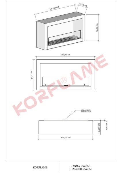 Asma 100 cm Bioetanol Şömine fırsatları