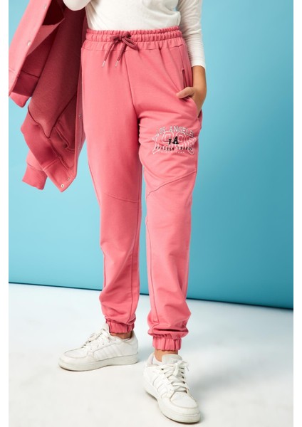 Los Angeles 1998 Baskı Detaylı Kız Çocuk Eşofman Altı Gül Kurusu modelleri