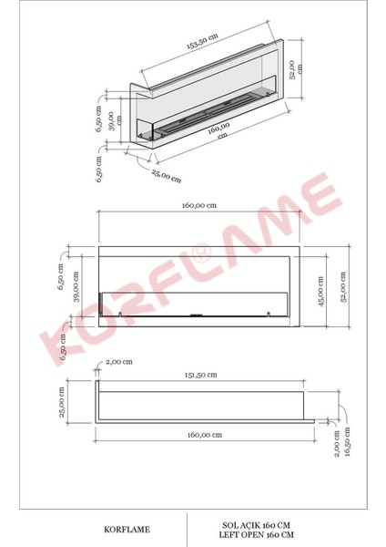 Sol Açık 200 cm Bioetanol Şömine fırsatları
