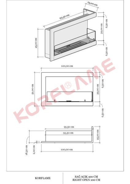 Sağ Açık 100 cm Bioetanol Şömine fırsatları