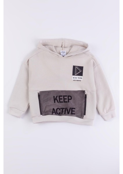 Kapüşonlu Fermuar Detaylı Erkek Çocuk Sweatshirt