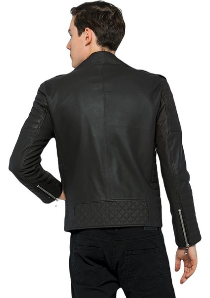 Erkek Motorcu Deri Ceket - 6735