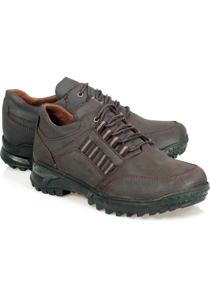 Koyu Kahve Yağlı Deri Şerit Bağcıklı Erkek Ayakkabısı