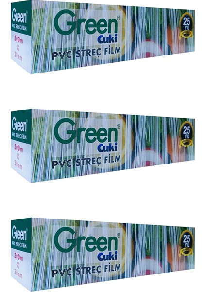 Pvc Streç Film Folyo - Gıdaya Uygun - 9 Mikron - 30 x 300 Metre - 3 Paket