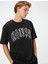 Grafiti Işlemeli Tişört Rahat Kesim Sloganlı Bisiklet Yaka Kısa Kollu 1