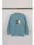 Unisex Çocuk Dik Yaka M Nakışlı Mavi Basic Sweatshirt 1